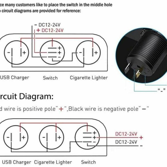 MARINE~CAR~ATV~RV 12V/24V Waterproof Dual USB Mobile Charger with On/Off Switch - Picture 5 of 6